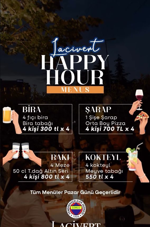 Lacivert arşivinden Happy Hour menüleri
